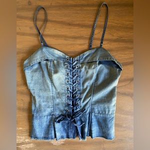 NWOT M Free People Intentionally Distressed Look Corset Style Tank